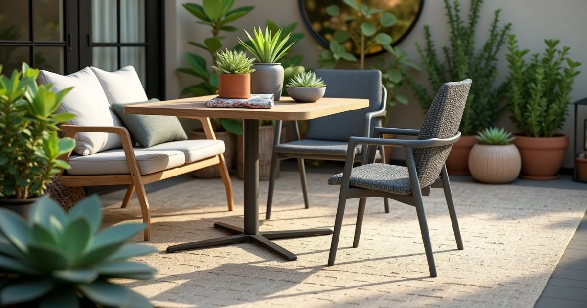 Accent Patio Furniture with Artificial Succulents