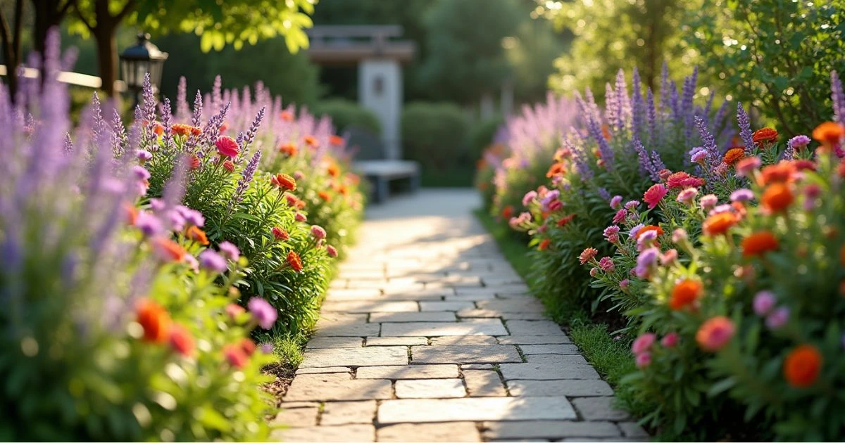 Pathways with Artificial Flower Bushes