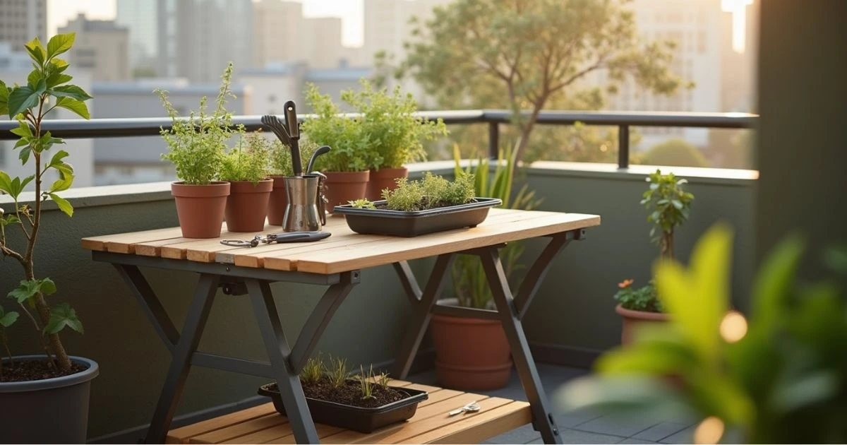 Foldable Potting Bench for Small Spaces