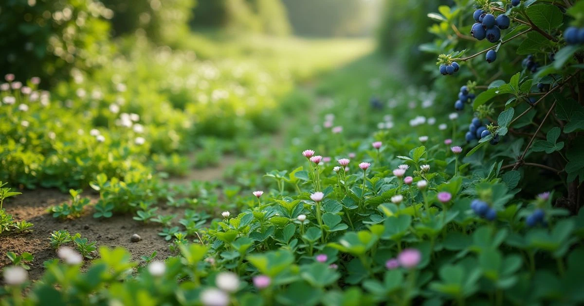 Clover and blueberries companion gardening