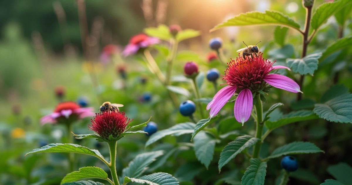 Bee Balm and blueberries companion gardening