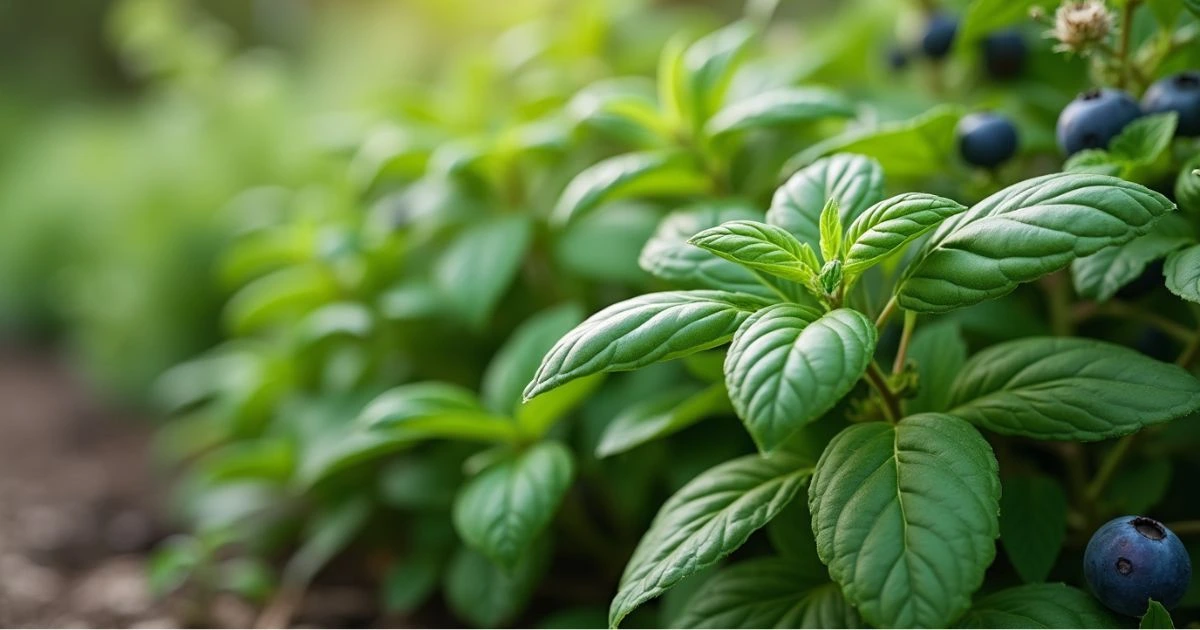 Basil and blueberries companion gardening