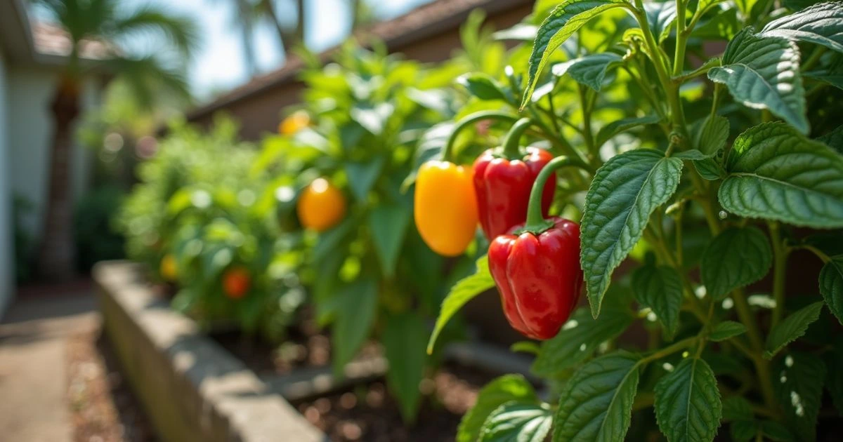 Bell Peppers planting in backyard