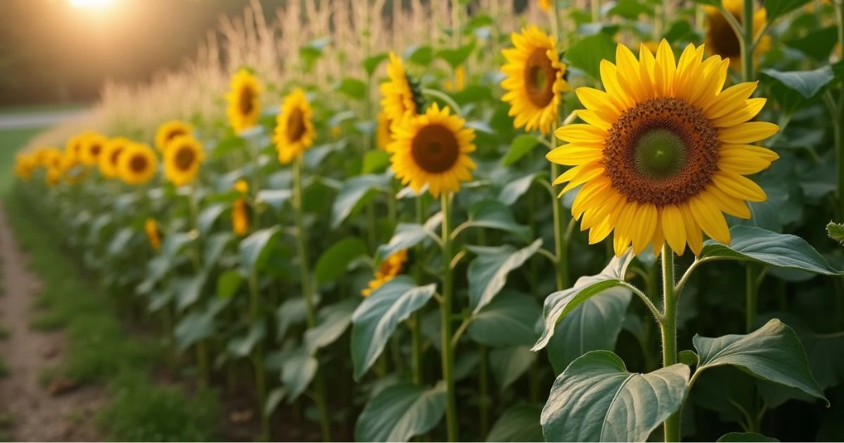 Sunflowers and corn companion planting