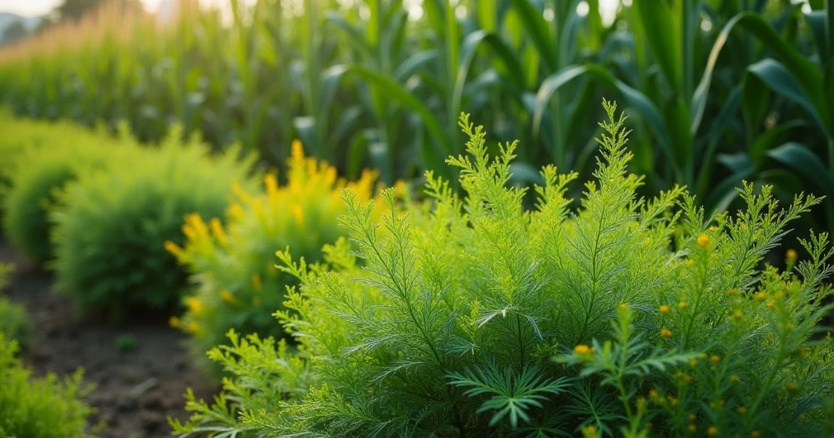 Dill and corn companion planting