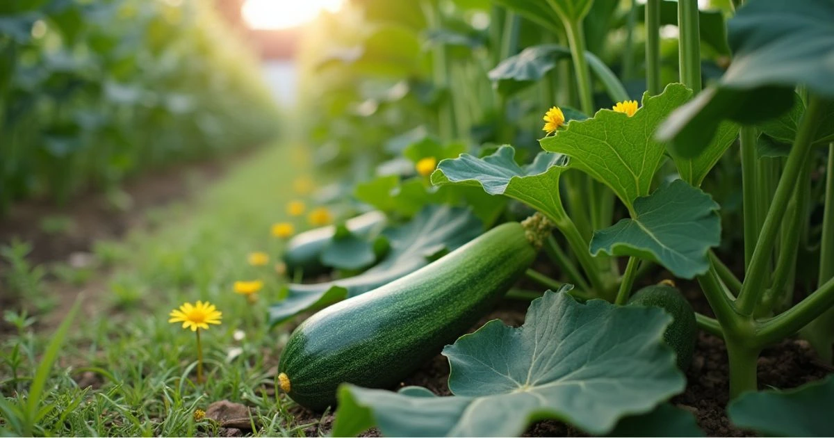 Zucchini and corn companion planting