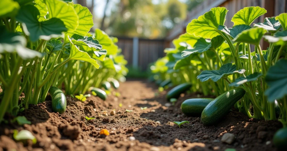 Zucchini planting in backyard