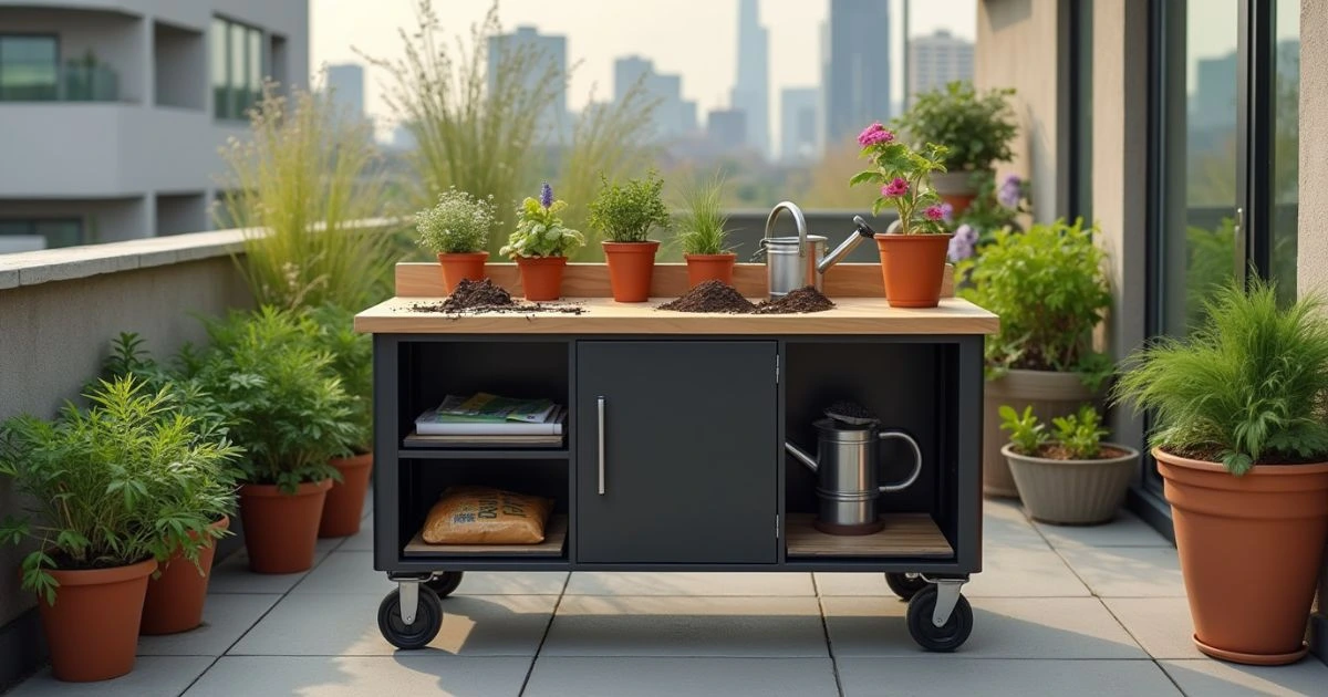 Portable Potting Bench with Wheels