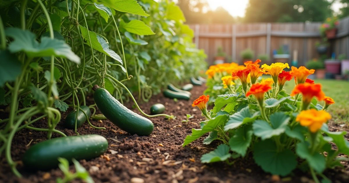 Cucumbers and Nasturtium Companion planting