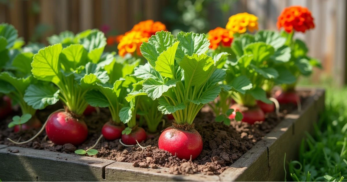 Radishes and Nasturtium Companion planting