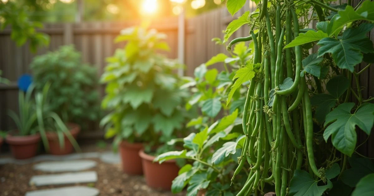 Green Beans planting in backyard