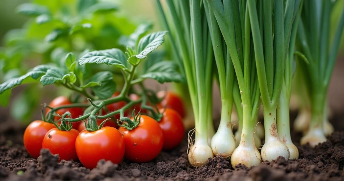 Tomatoes and Onion Companion Gardening