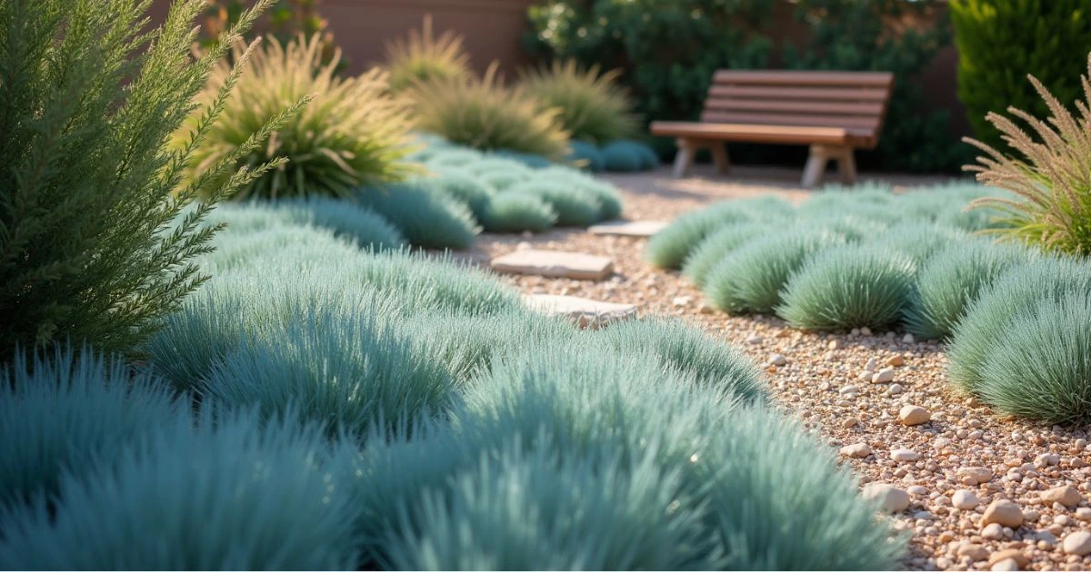 Xeriscape Ground Cover: Blue Fescue Grass (Festuca glauca)
