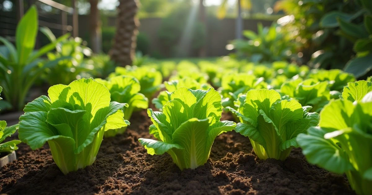 Lettuce planting in backyard