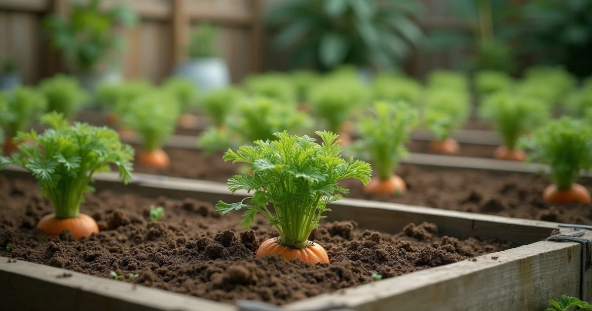 Carrots planting in backyard