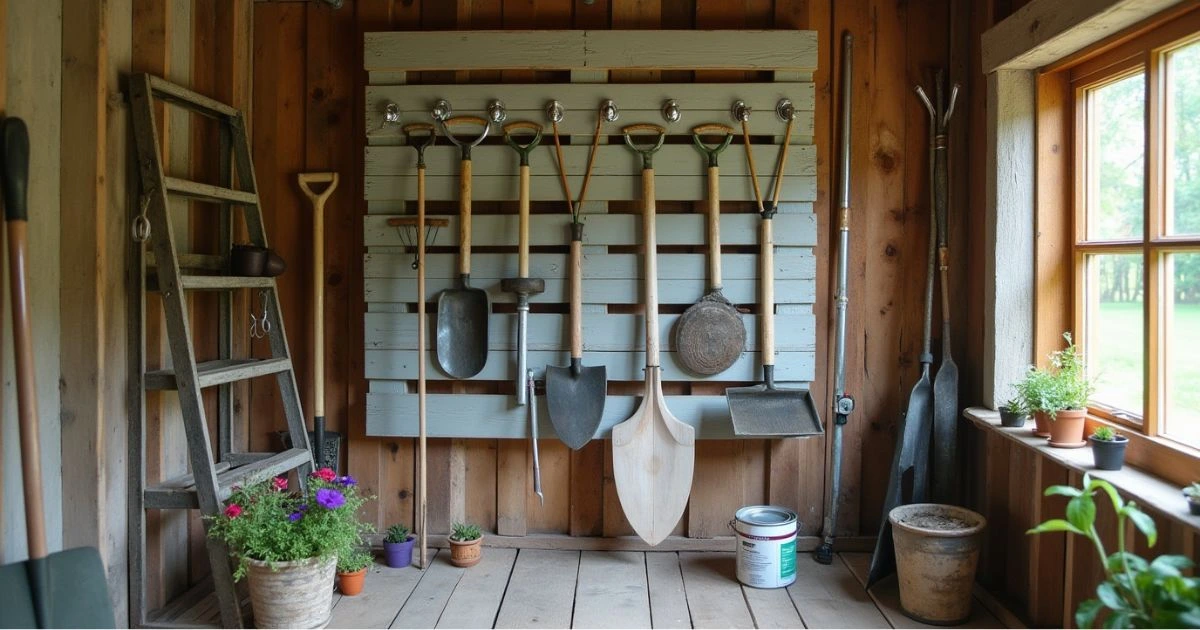 Upcycled Garden Tool Rack from Everyday Items