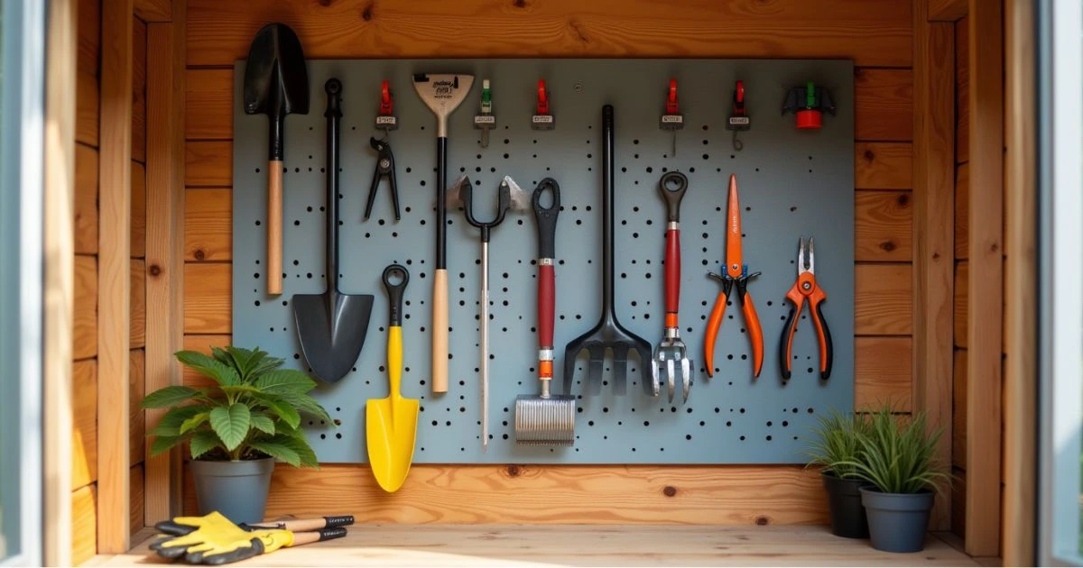 Wall-Mounted Garden Tool Rack