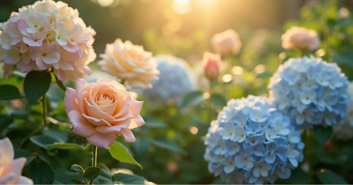 Hydrangeas and Roses Work Beautifully Together